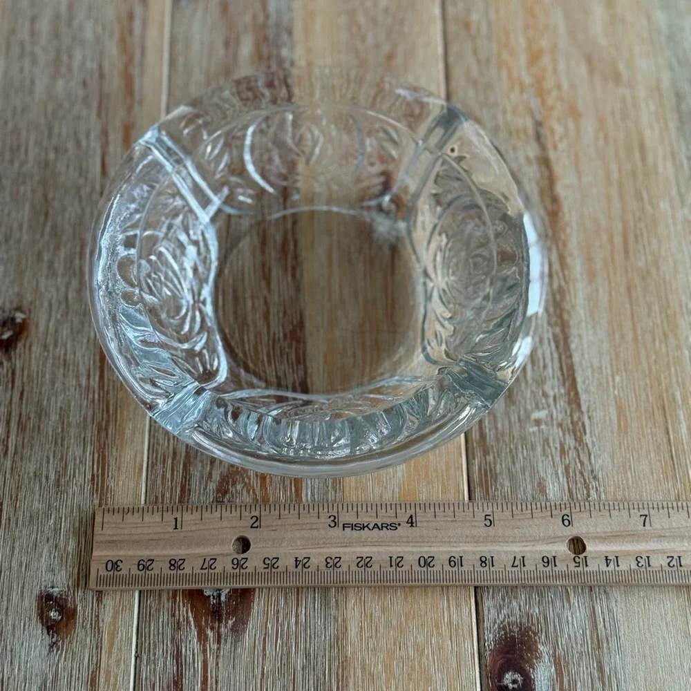 Vintage Clear Glass Ashtray 5”